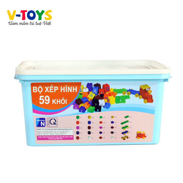 Bộ xếp hình 59 khối đồ chơi xếp hình cho trẻ từ 3 đến 6 tuổi